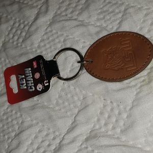 Leather LSU Keychain